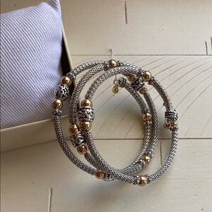 Elegant Silver and Gold Beaded Bracelet Set